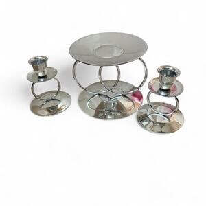 Metal Glow by Galow – Silver Unity Candle Holder Set | Wedding Candle Ceremony